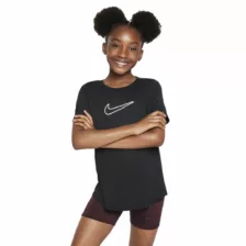 Nike One Fitted Girls Dri-FIT Short-Sleeve Top Black
